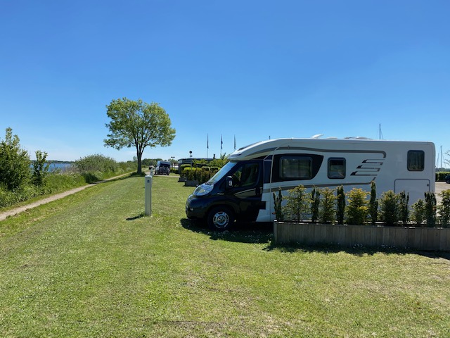 Meerdere campers die op een camping staan geparkeerd