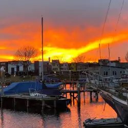 Jachthaven Wolderwijd bij zonsondergang